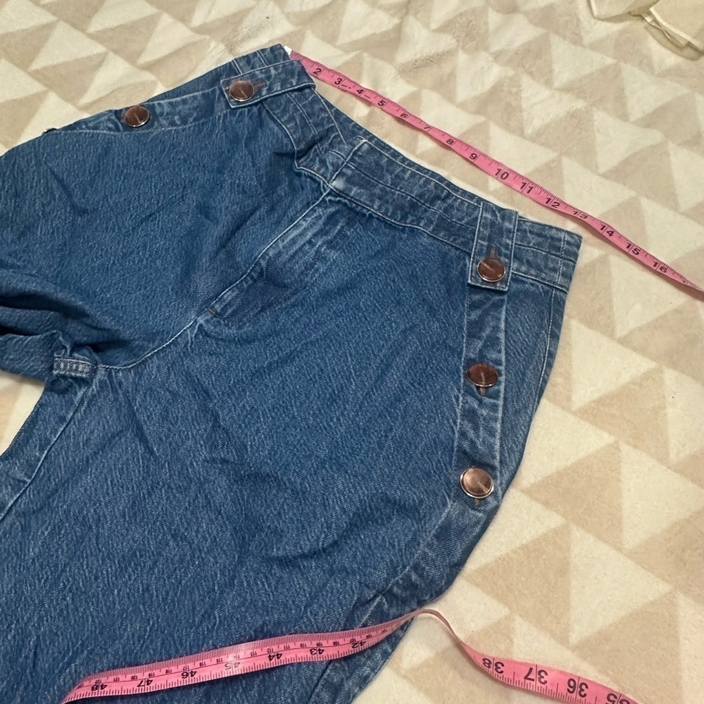 Tanya Taylor wide leg jeans slit hem button detail - Picture 4 of 5